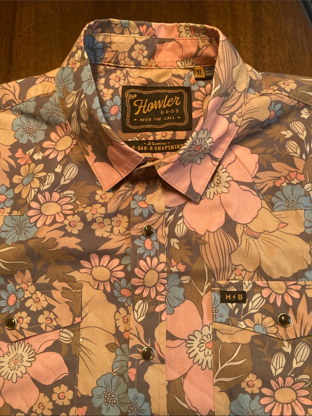 Howler Brothers H Bar H Men’s Floral Snap-Front Shirt in Pink and Blue
